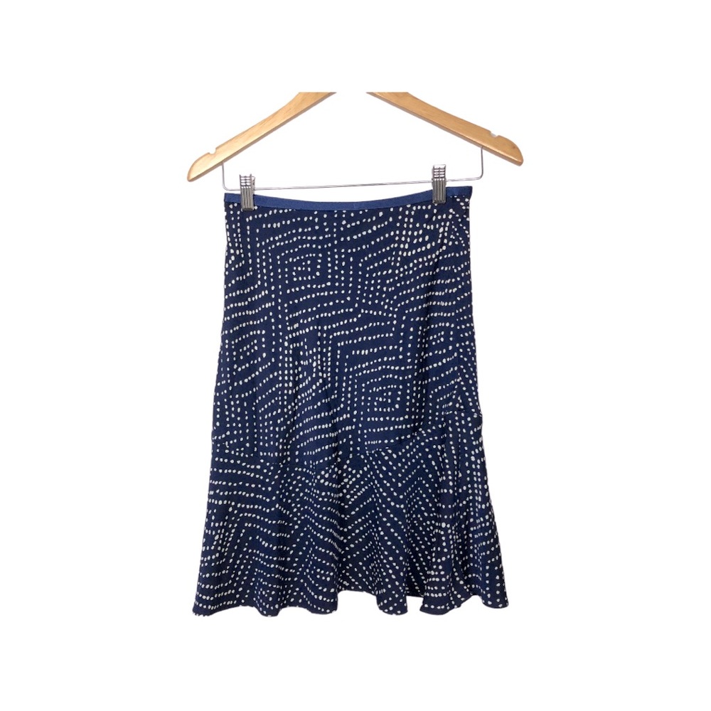 Diane Von Furstenberg Silk Asset Navy White Polka Dot Ruffle Skirt Size 0